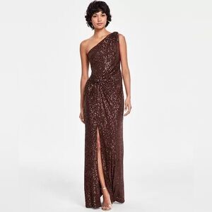 Women's Sequined One-Shoulder Side-Twist Gown
